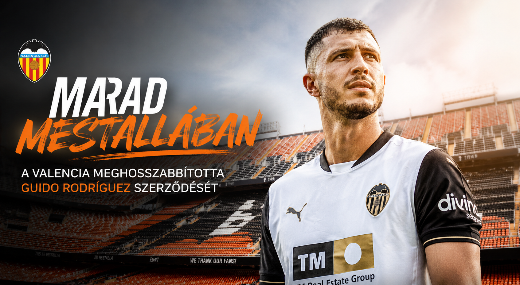 Marad Mestallában: a Valencia meghosszabbította Guido Rodríguez szerződését