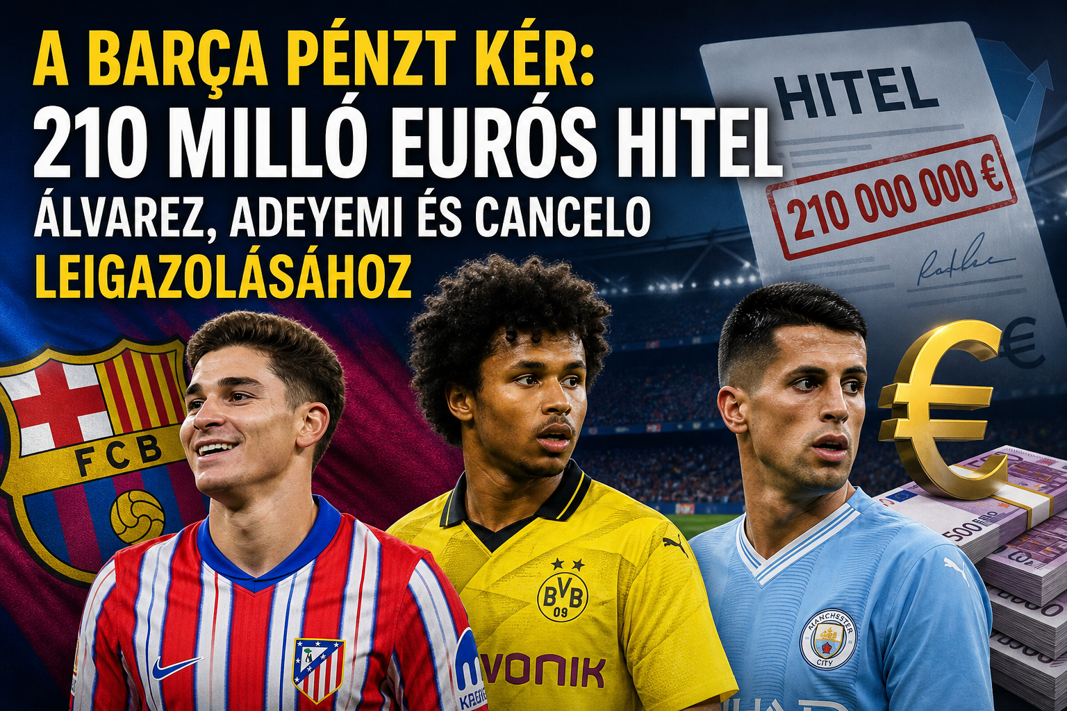 210 millió eurós hitelt kér a Barcelona Álvarez, Cancelo és Adeyemi leigazolásához