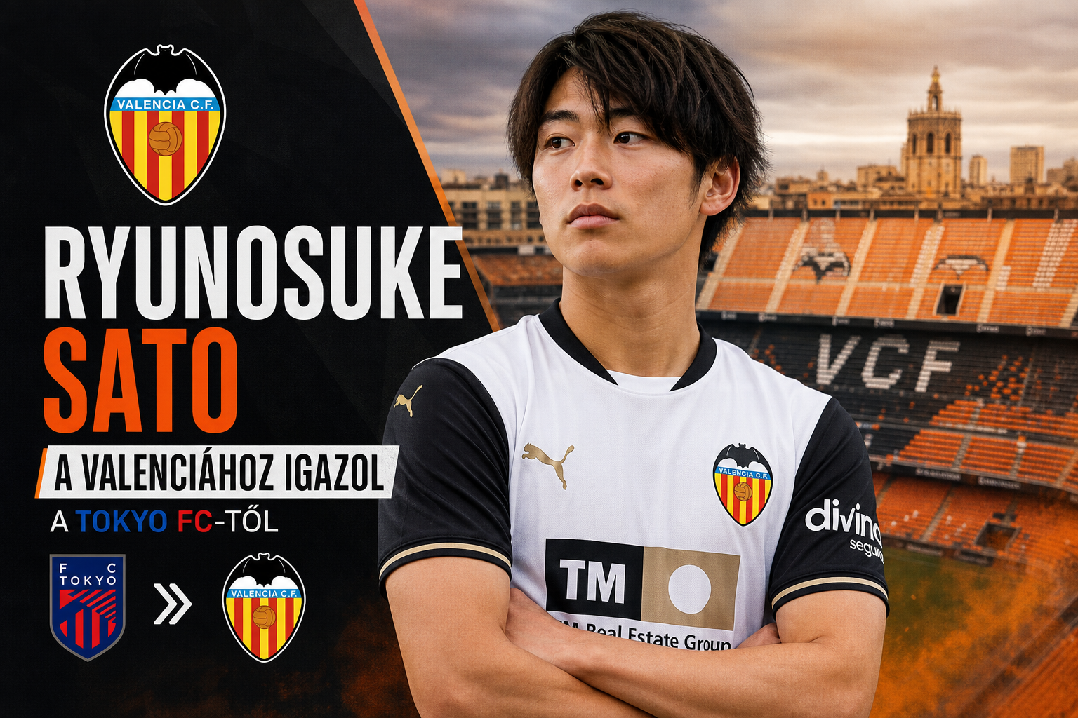 Hivatalos: Ryunosuke Sato a Valenciához igazol a Tokyo FC-től