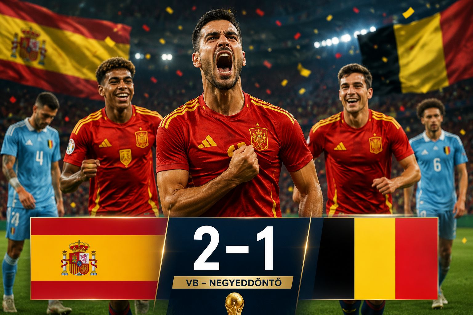 Spanyolország 2–1 Belgium: Merino késői góljával a vb-elődöntőben a spanyolok