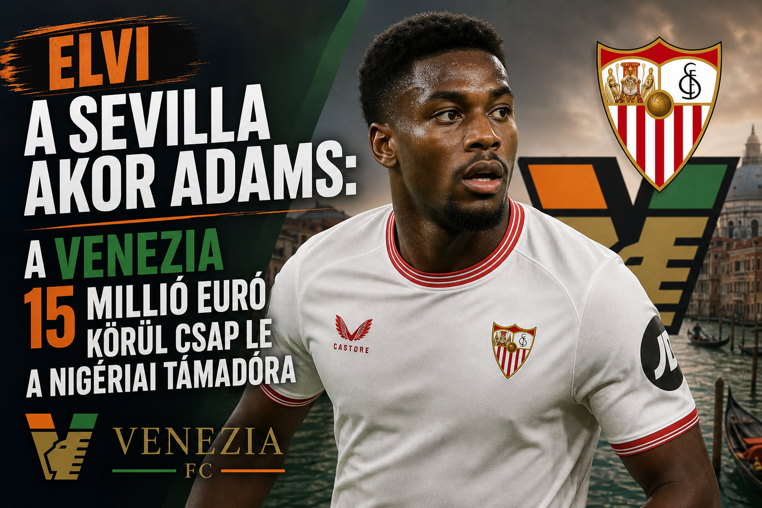 Elvi a Sevilla Akor Adamst: a Venezia 15 millió euró körül csap le a nigériai támadóra