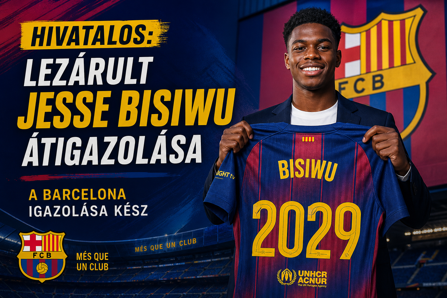 Hivatalos: lezárult Jesse Bisiwu átigazolása – a Barcelona igazolása kész
