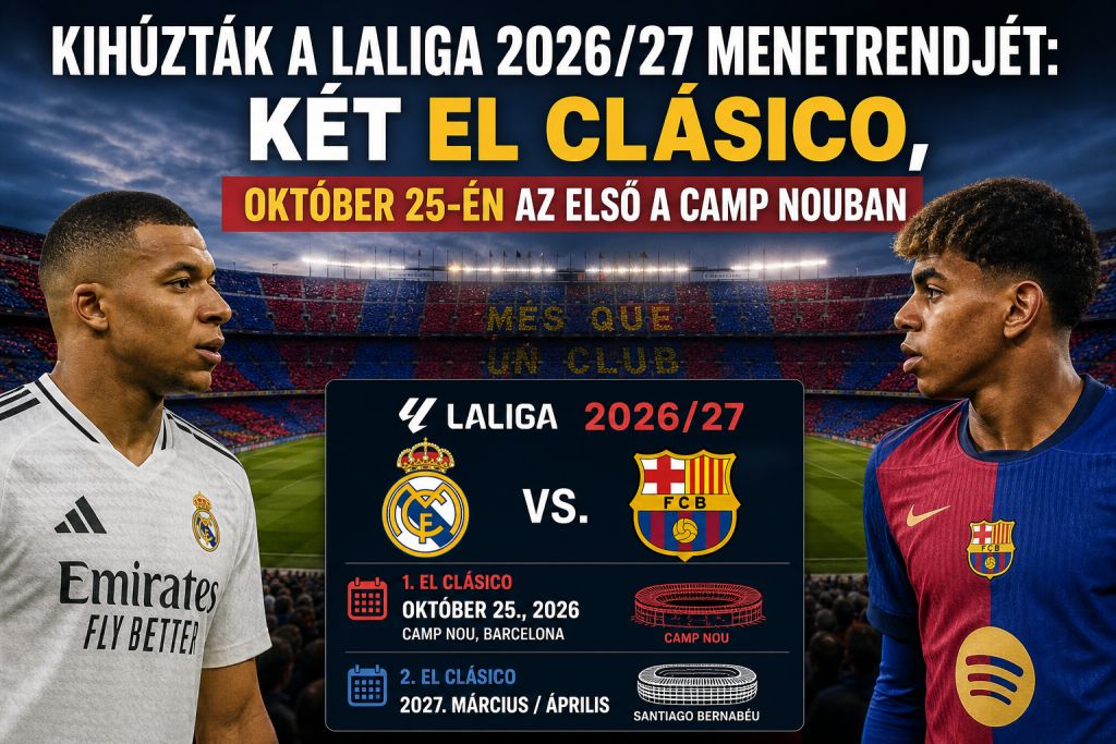 Kihúzták a LaLiga 2026/27 menetrendjét: két El Clásico és a nyitányon Real Madrid–Real Sociedad