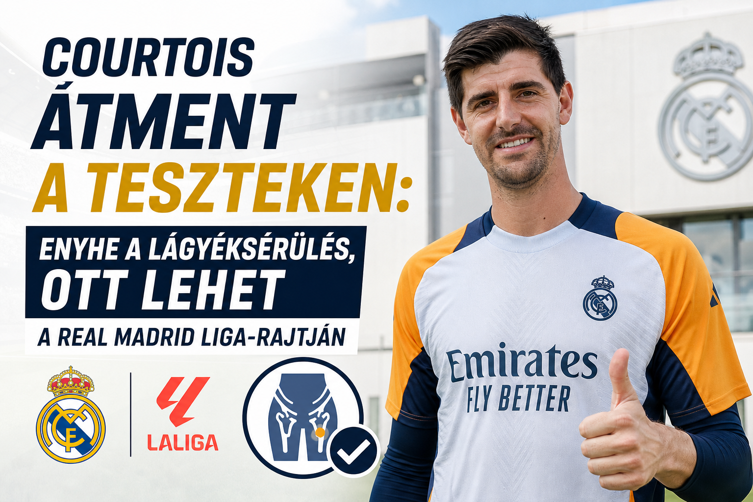 Courtois átment a teszteken: enyhe a lágyéksérülés, ott lehet a Real Madrid Liga-rajtján