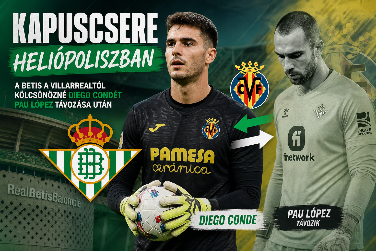 Kapuscsere Heliópoliszban: a Betis a Villarrealtól kölcsönözné Diego Condét Pau López távozása után