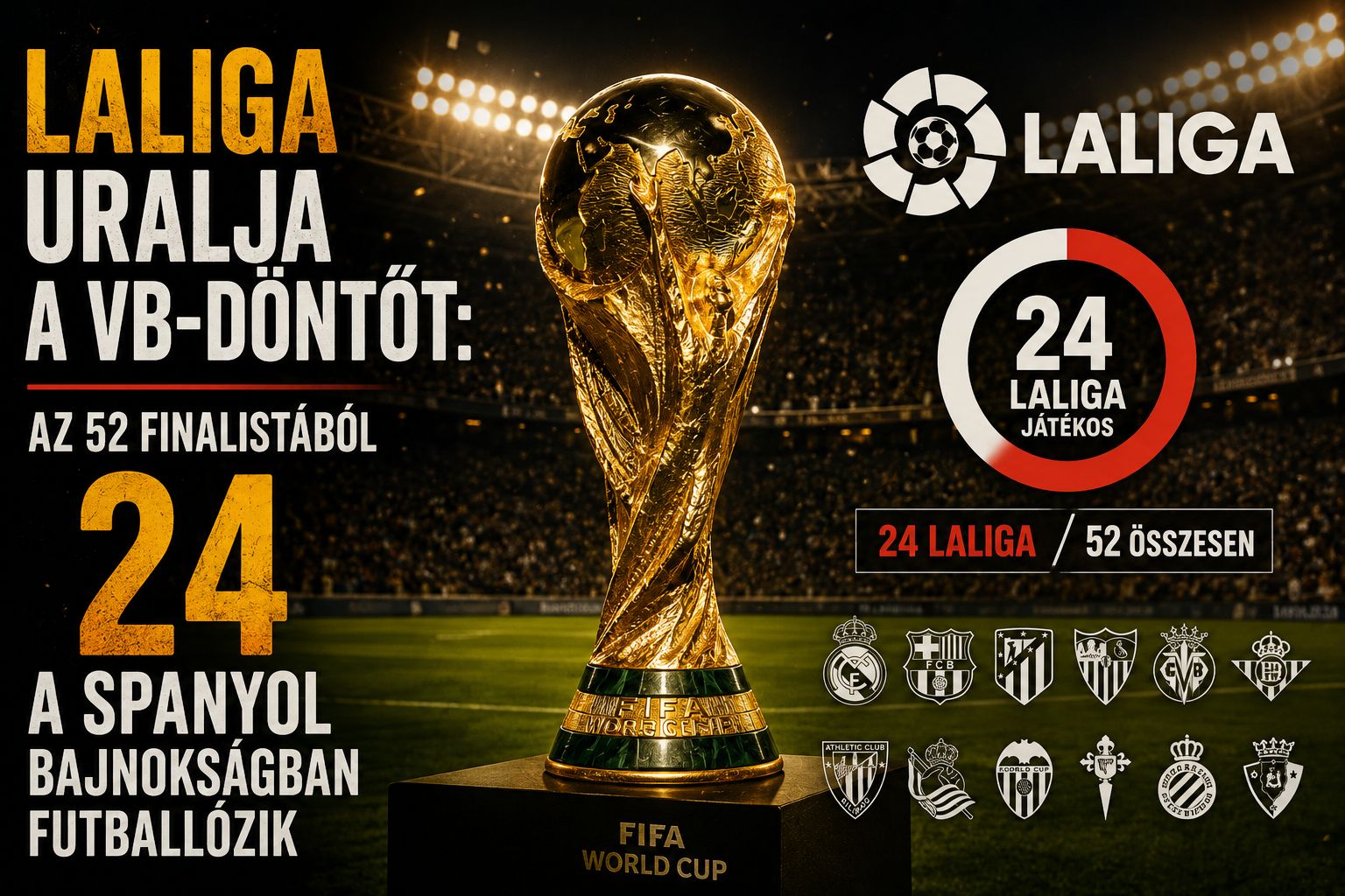 LaLiga uralja a vb-döntőt: az 52 finalistából 24 a spanyol bajnokságban futballozik