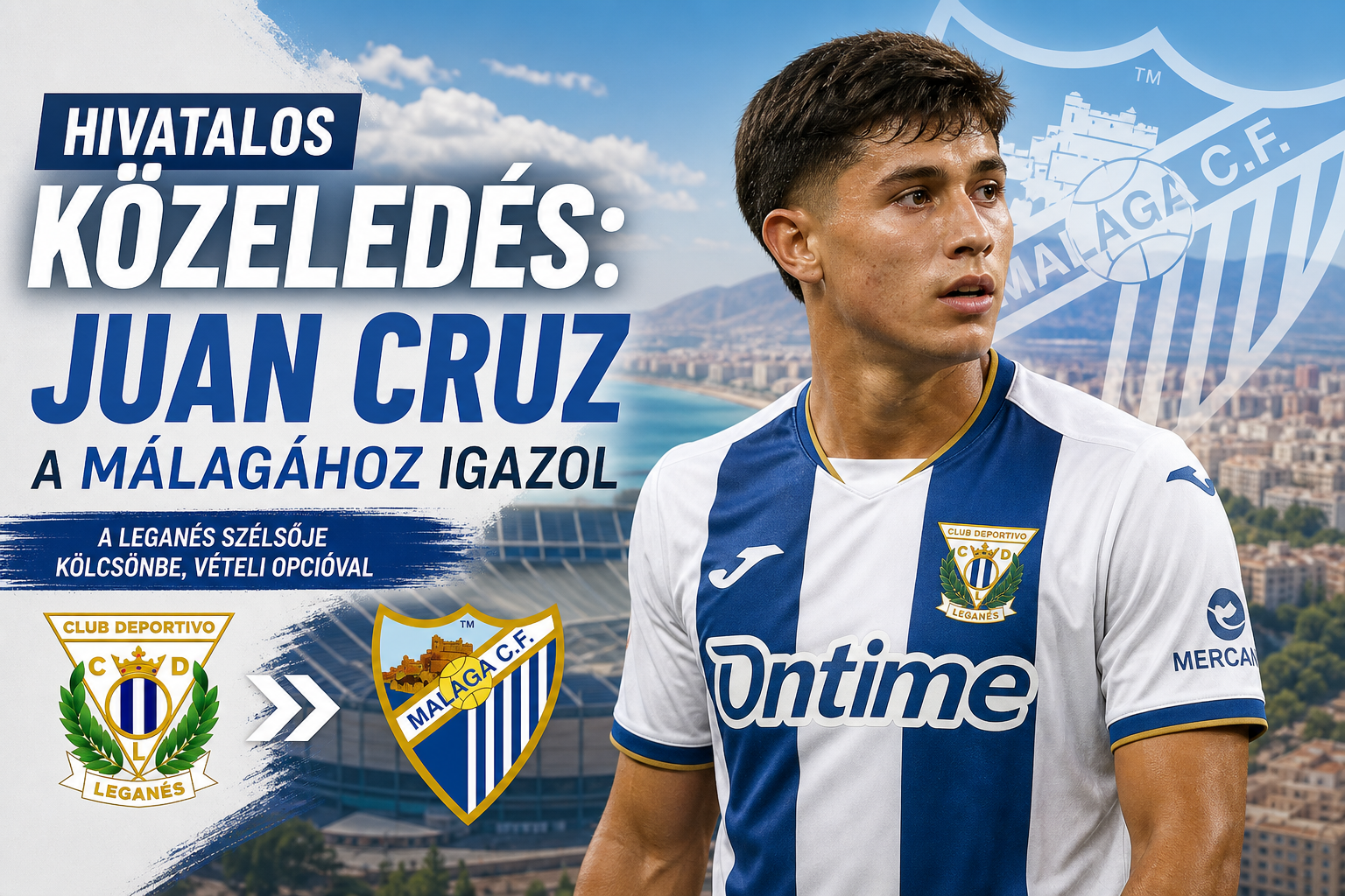 Hivatalos közeledés: Juan Cruz a Málagához igazol – a Leganés szélsője kölcsönbe, vételi opcióval