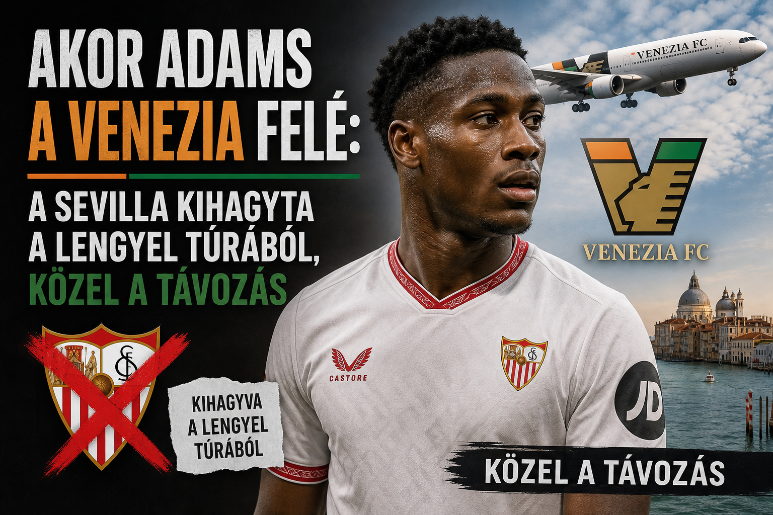 Akor Adams a Venezia felé: a Sevilla kihagyta a lengyel túrából, közel a távozás