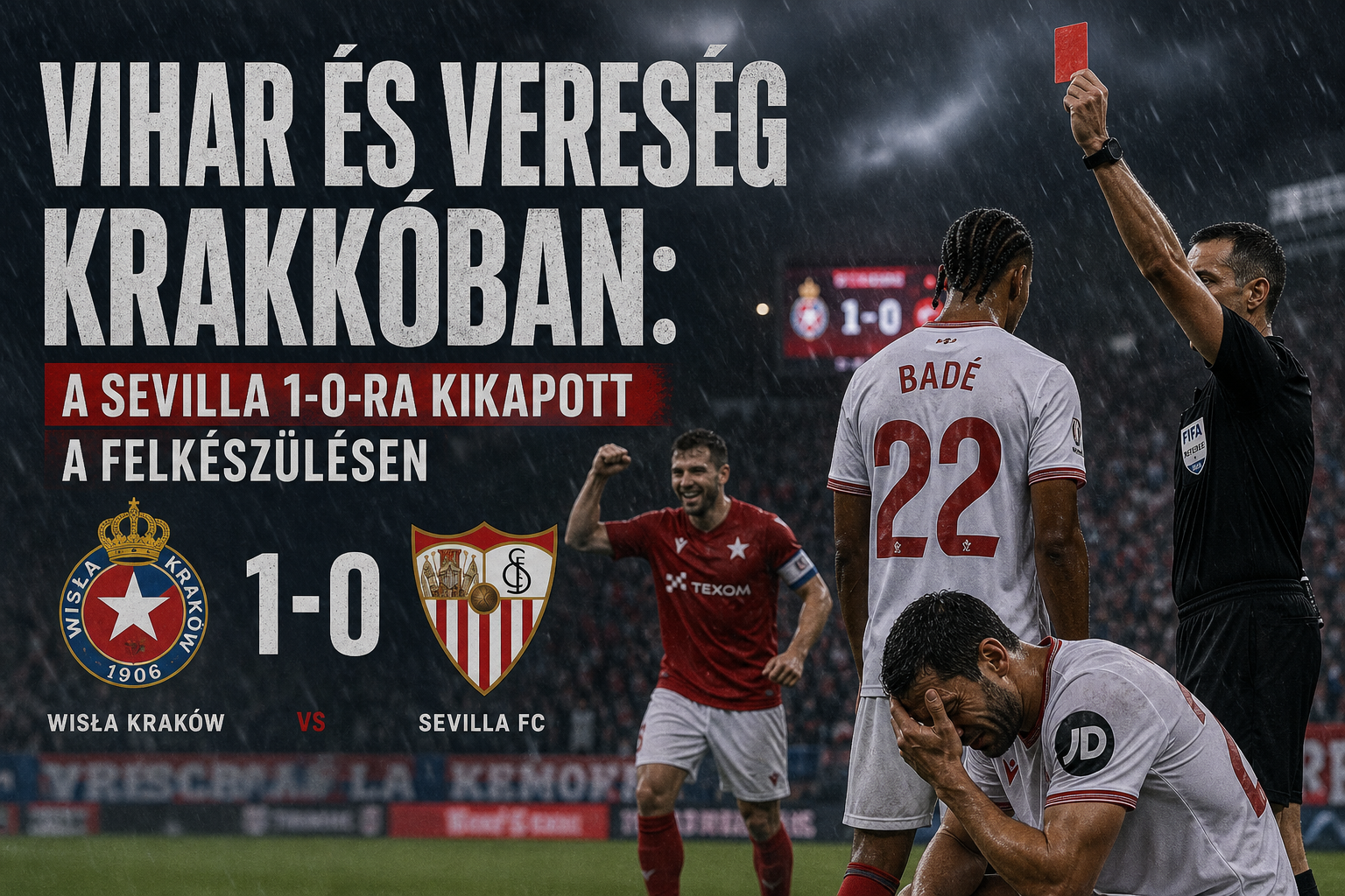 Vihar és vereség Krakkóban: a Sevilla 1-0-ra kikapott a felkészülésen, kiállítással