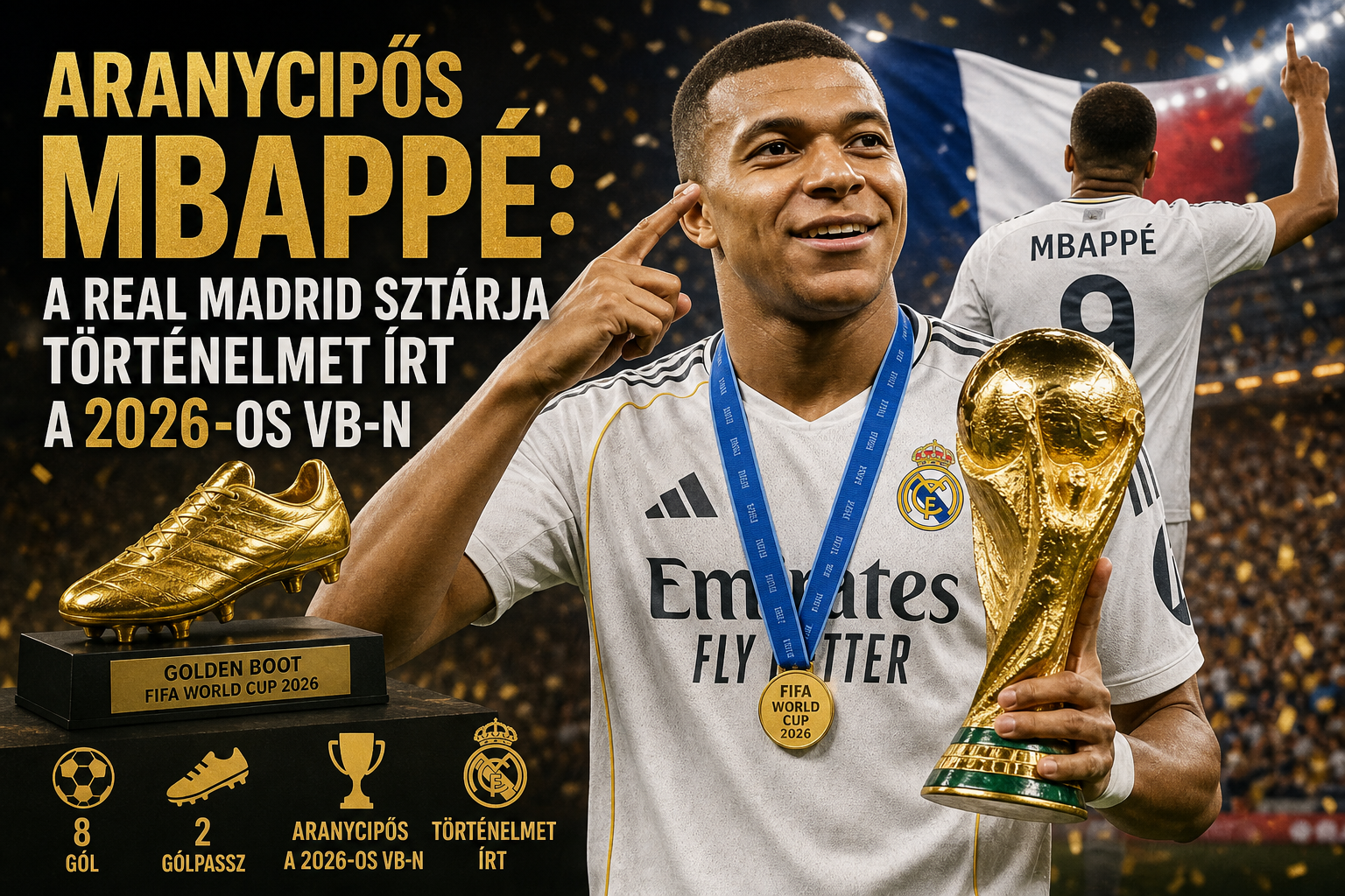 Aranycipős Mbappé: a Real Madrid sztárja történelmet írt a 2026-os vb-n