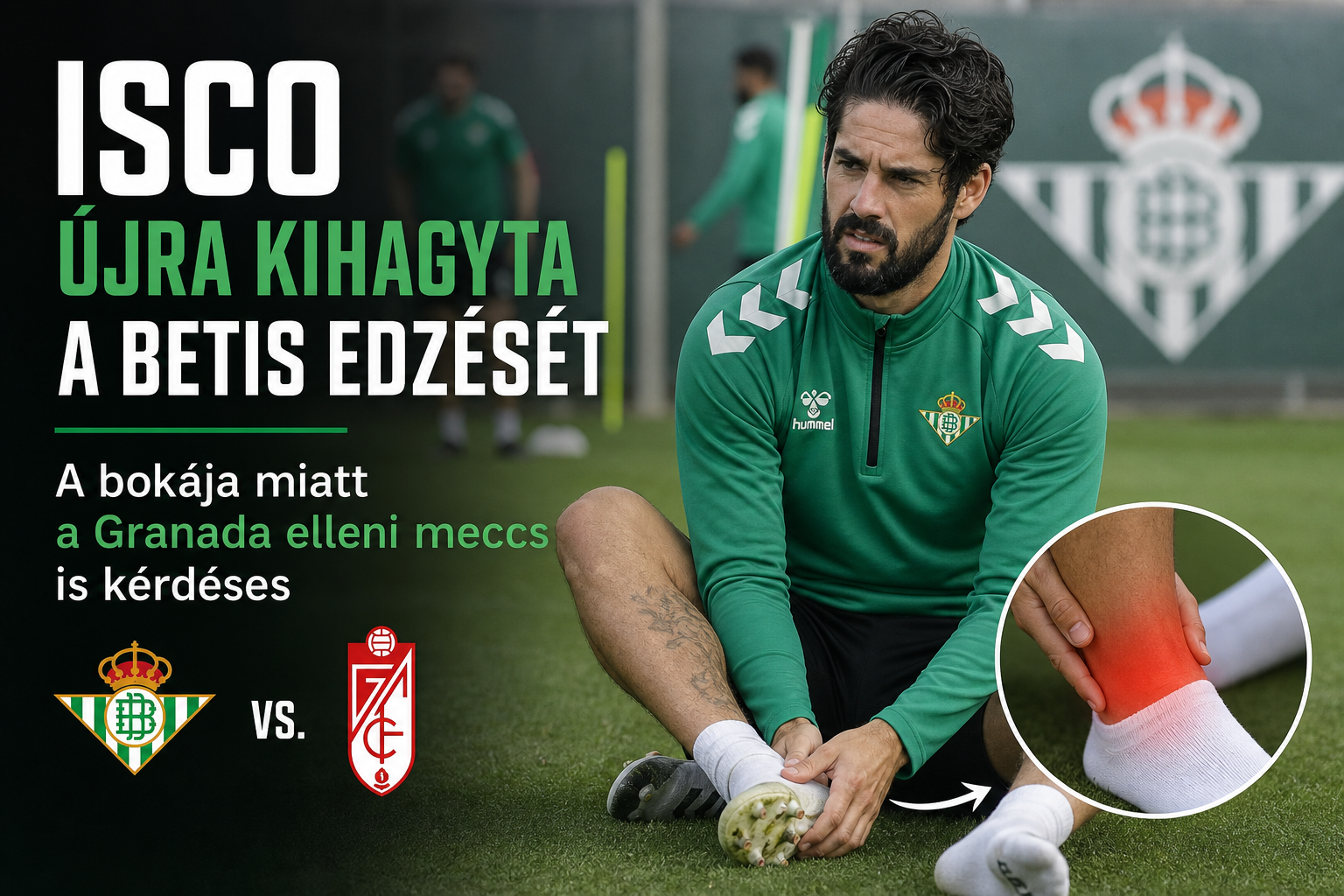 Isco újra kihagyta a Betis edzését – a bokája miatt a Granada elleni meccs is kérdéses