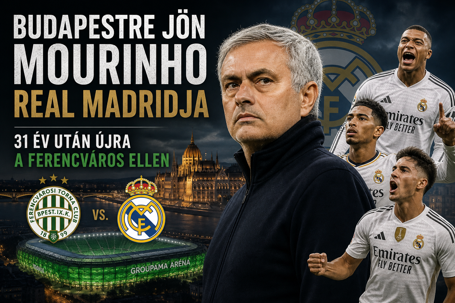 Budapestre jön Mourinho Real Madridja – 31 év után újra a Ferencváros ellen