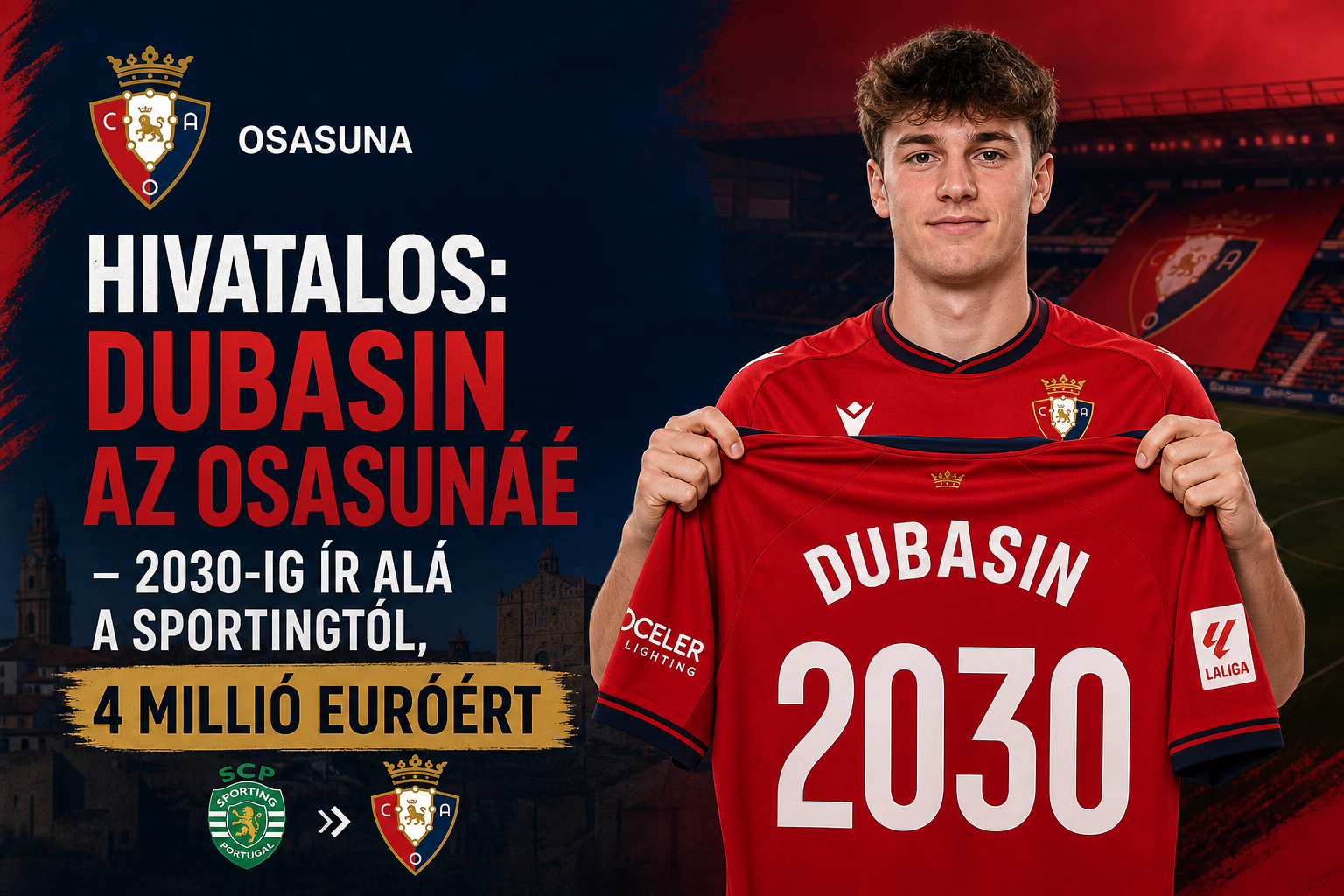 Hivatalos: Dubasin az Osasunáé – 2030-ig ír alá a Sportingtól, 4 millió euróért