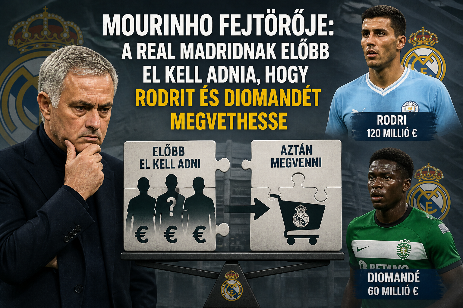 Mourinho fejtörője: a Real Madridnak előbb el kell adnia, hogy Rodrit és Diomandét megvehesse