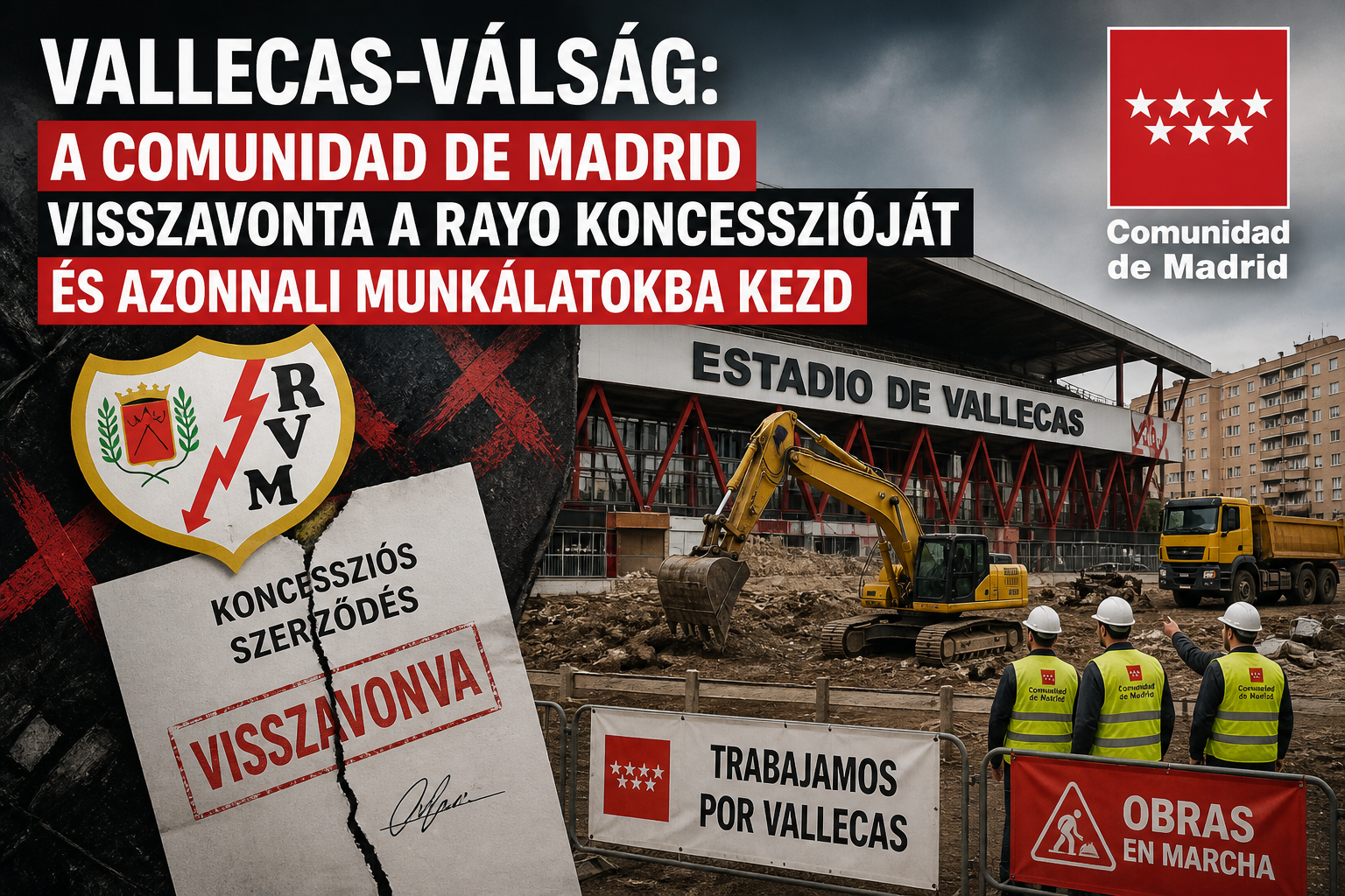 Vallecas-válság: a Comunidad de Madrid visszavonta a Rayo koncesszióját és azonnali munkálatokba kezd