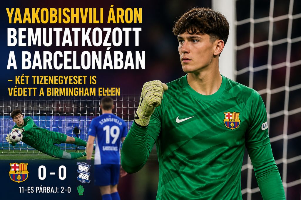 Yaakobishvili Áron bemutatkozott a Barcelonában – két tizenegyest is védett a Birmingham ellen