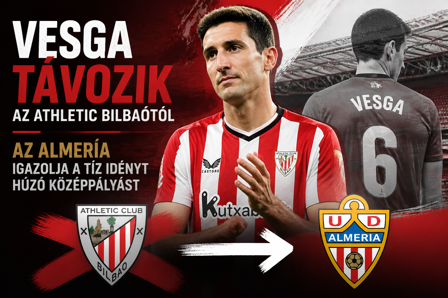 Vesga távozik az Athletic Bilbaótól: az Almería igazolja a tíz idényt húzó középpályást