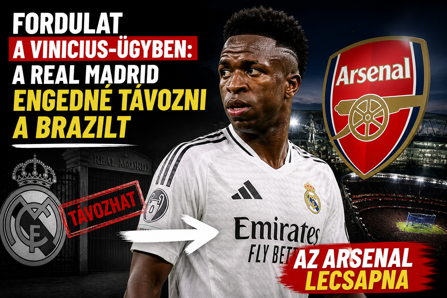 Fordulat a Vinicius-ügyben: a Real Madrid engedné távozni a brazilt – az Arsenal lecsapna