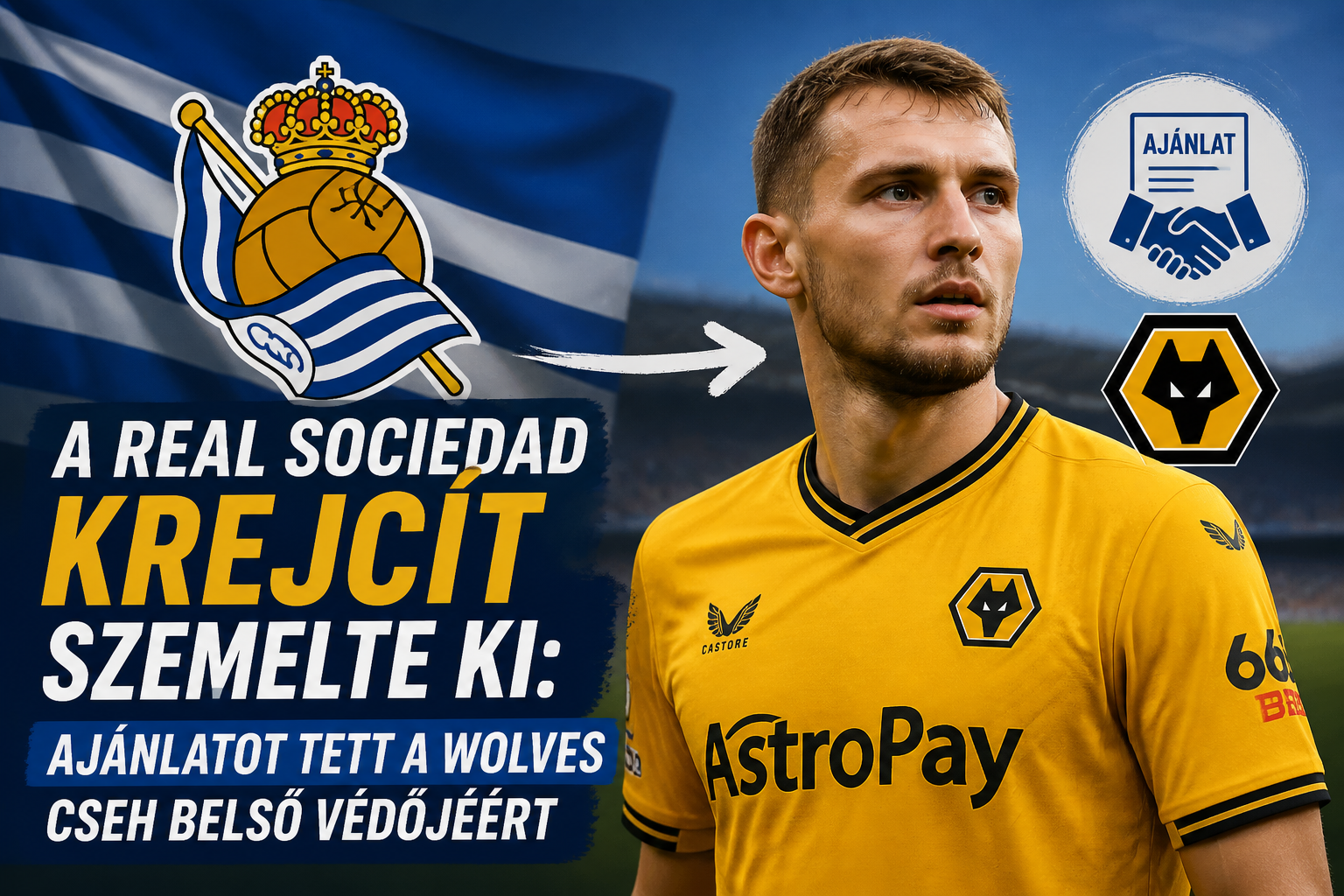 A Real Sociedad Krejcít szemelte ki: ajánlatot tett a Wolves cseh belső védőjéért