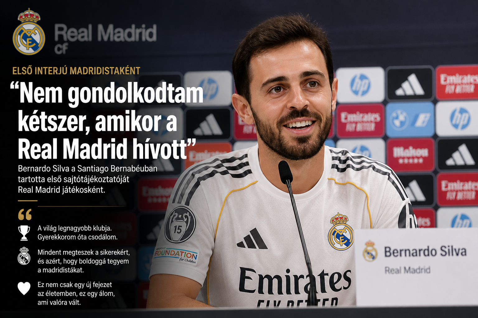 Bernardo Silva első interjúja madridistaként: „Nem gondolkodtam kétszer, amikor a Real Madrid hívott”