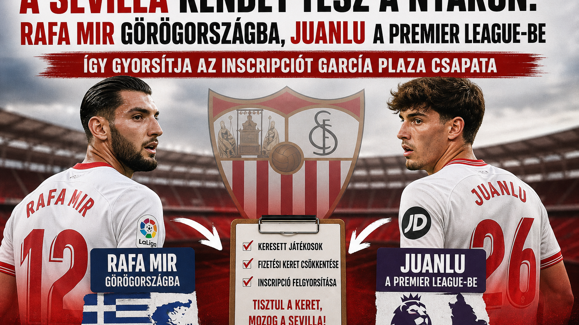 A Sevilla rendet tesz a nyáron: Rafa Mir Görögországba, Juanlu a Premier League-be – így gyorsítja az inscripciót García Plaza csapata