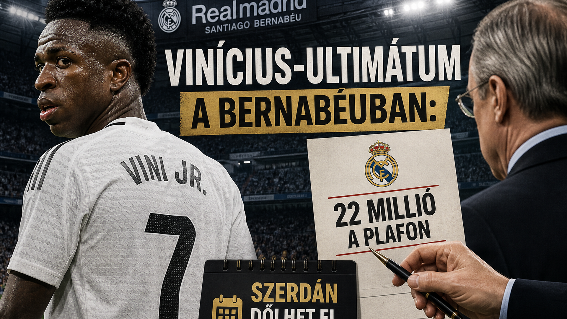 Vinícius-ultimátum a Bernabéuban: 22 millió a plafon, szerdán dőlhet el a brazil jövője