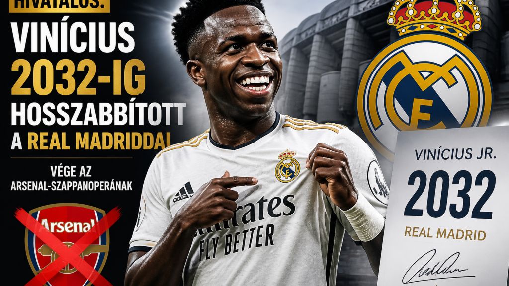 Hivatalos: Vinícius 2032-ig hosszabbított a Real Madriddal – vége az Arsenal-szappanoperának