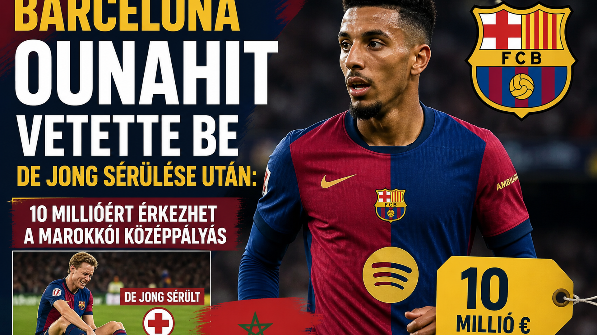 Barcelona Ounahit vetne be De Jong sérülése után: 10 millióért érkezhet a marokkói középpályás